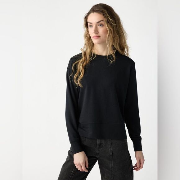 Cozy earth Women's Bamboo Ultra Soft Raglan Pullover Crew black New With Tags - Picture 1 of 10